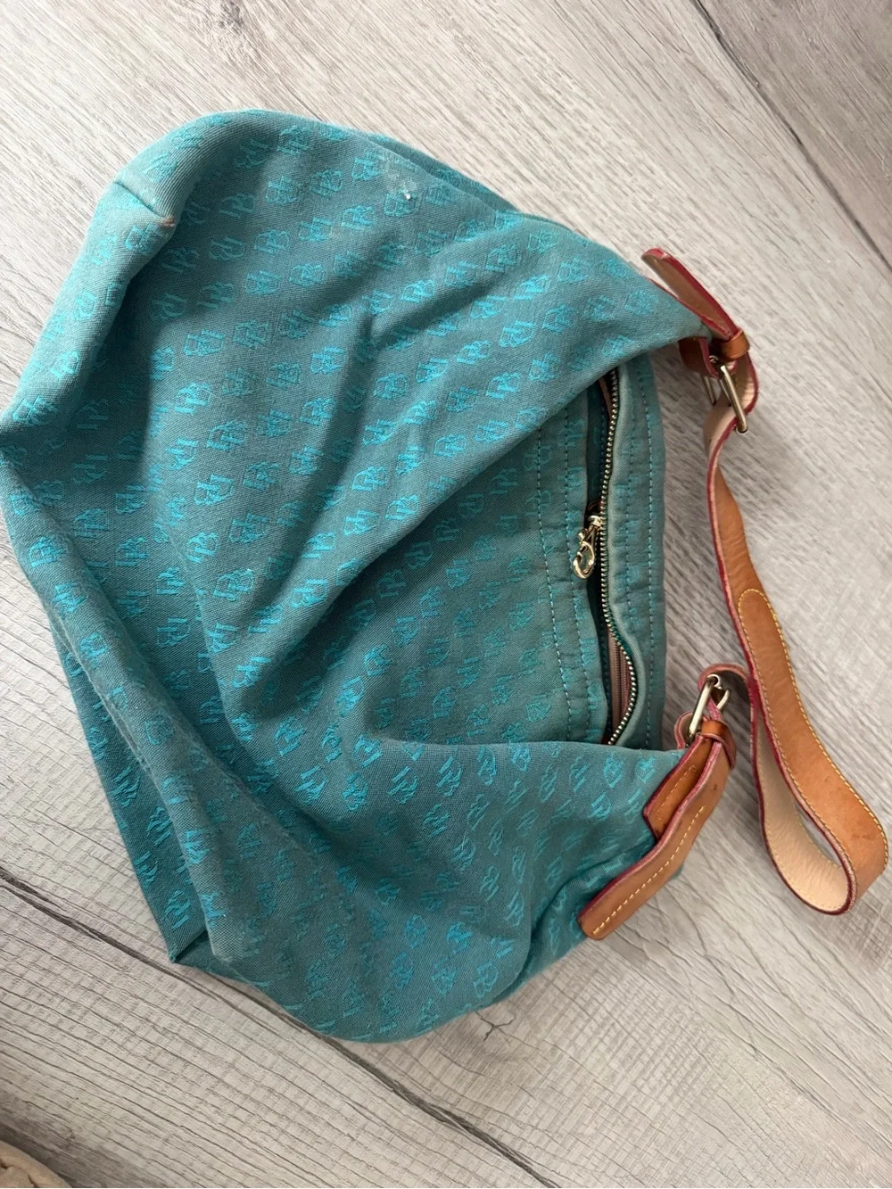Turquoise Monogram Bucket Bag with Leather Strap Dooney & Bourke Good condition